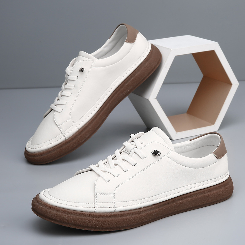 2026 New Men's Sneakers European Style Large Size Breathable Casual Shoes Versatile Genuine Leather Trendy Brand Direct Factory Supply