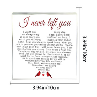 I Never Leaving You Creative Square Transparent Acrylic Desktop Ornaments Robin Control Circle Cycle Plan