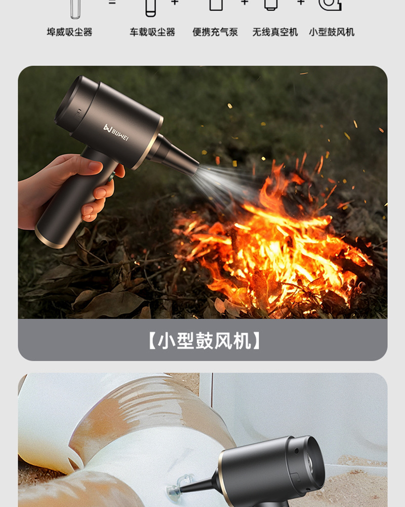Buwai Car Vacuum Cleaner, Handheld, Small, High Suction Power, for Car Interior and Home Use, Wireless, Cross-Border