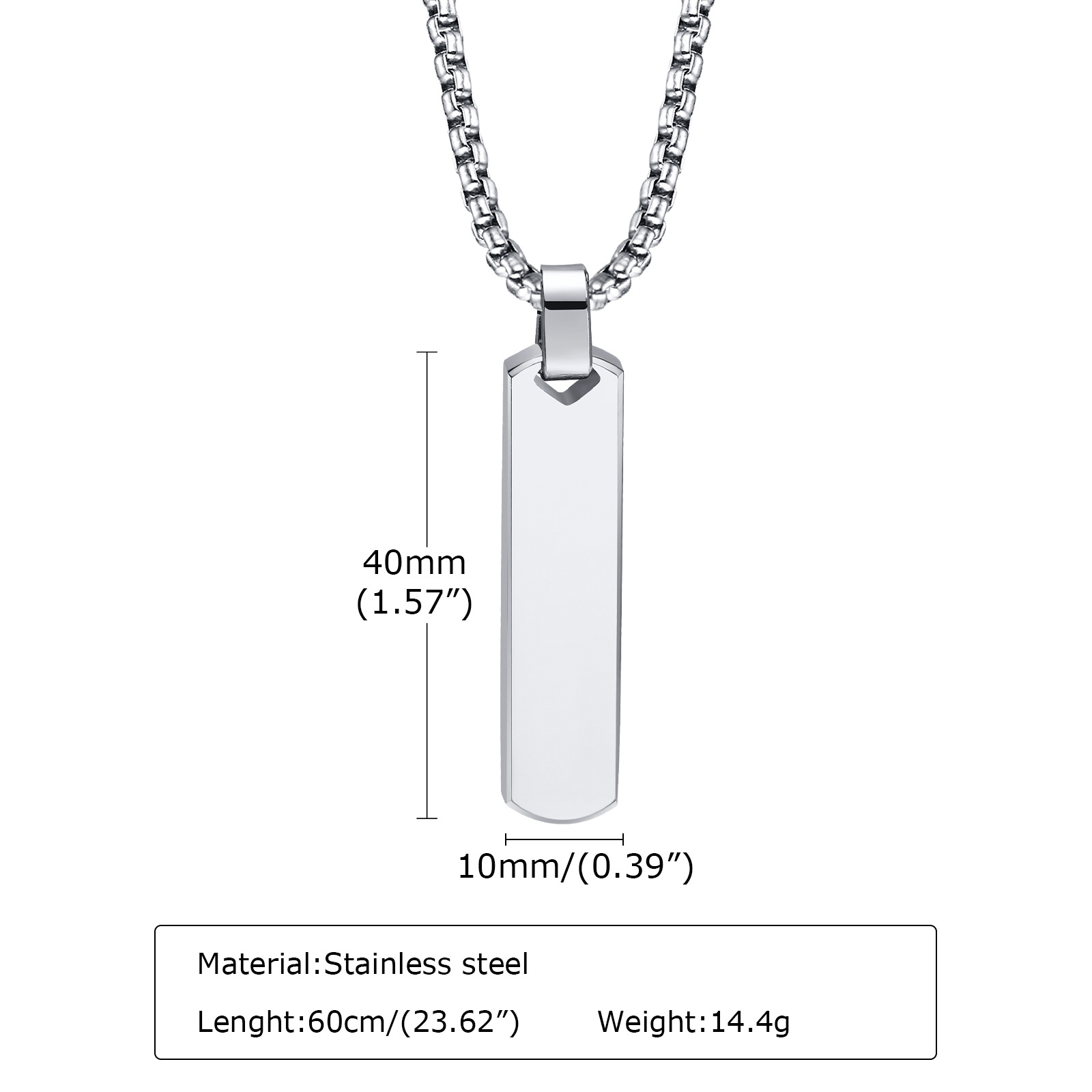 Hip-hop Rectangle Stainless Steel Men's Pendant Necklace display picture 1