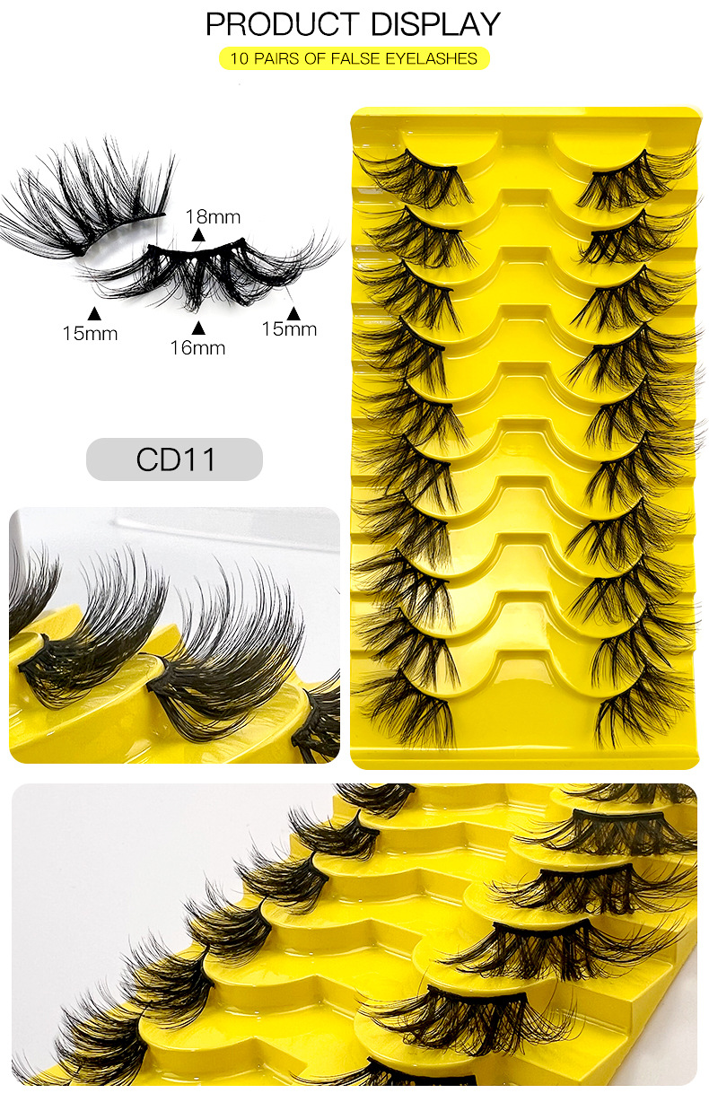 European and American cross border hot selling 10 pairs of chemical fiber half eye false eyelashes natural simulation thick curled eyelashes wholesale_voghion.com