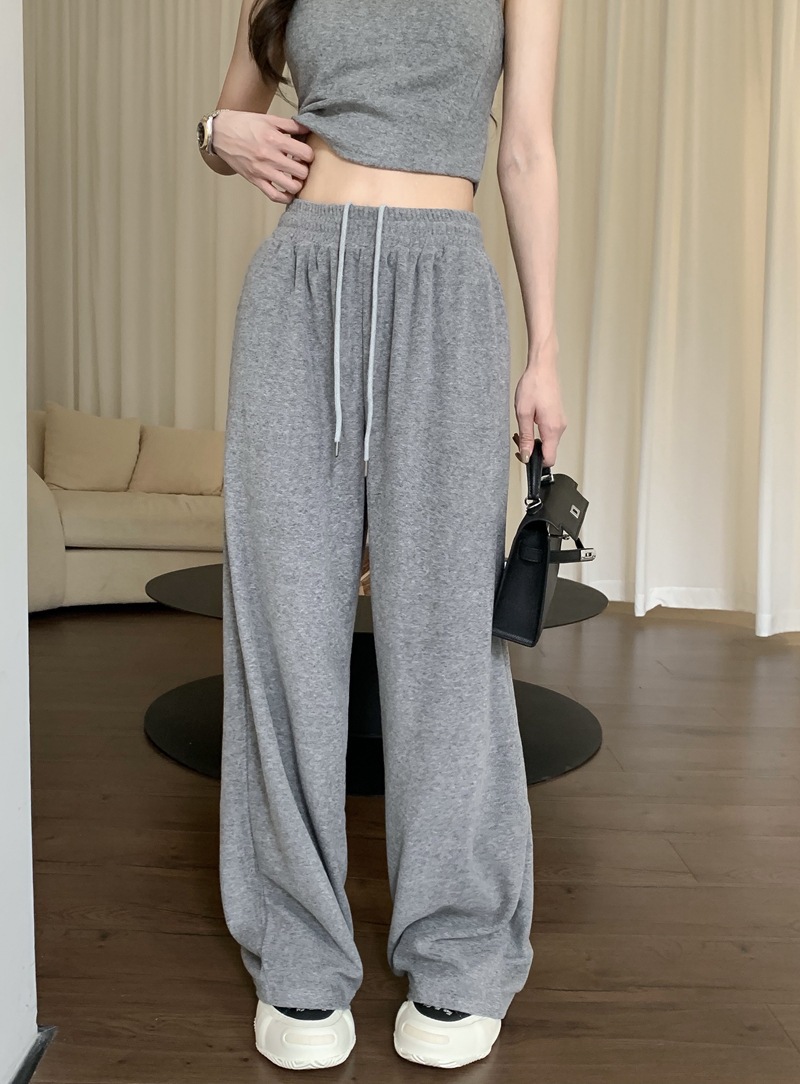 Autumn Lazy Pure Desire Short Style with Naked Navel for Slimming Tank Top, High Waist, Hanging Wide Leg Pants,_voghion.com