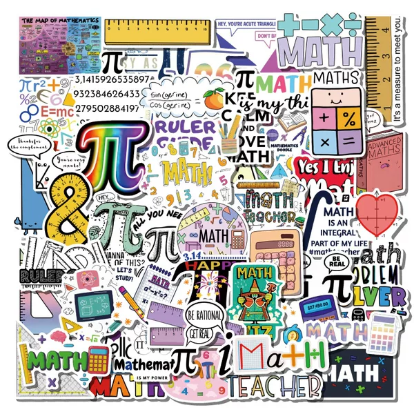 50 Math Symbols Waterproof stickers Tablet Water Cup Stationery Luggage Suitcase Decoration sticker