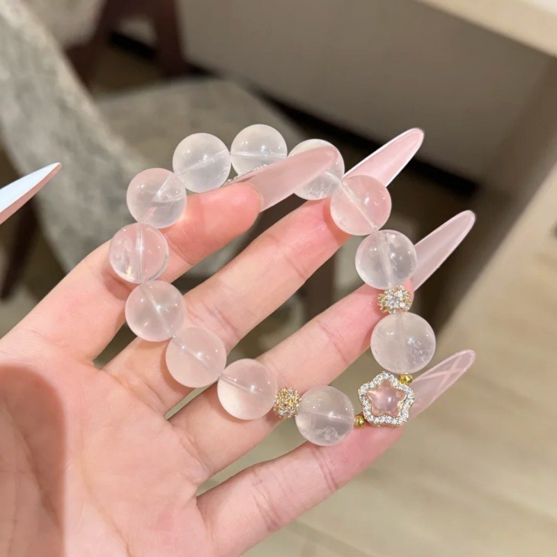 天然莫粉水晶手串高货大咪数轻奢简约百搭小众手链女直播爆款批发|undefined