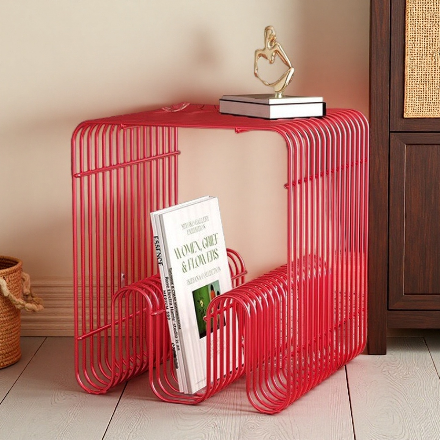 Same-Day Delivery Metal Line Coffee Table Bedside Table Storage Bookshelf Small Table Floor-Standing Wall-Mounted Storage Rack Sofa Side Table