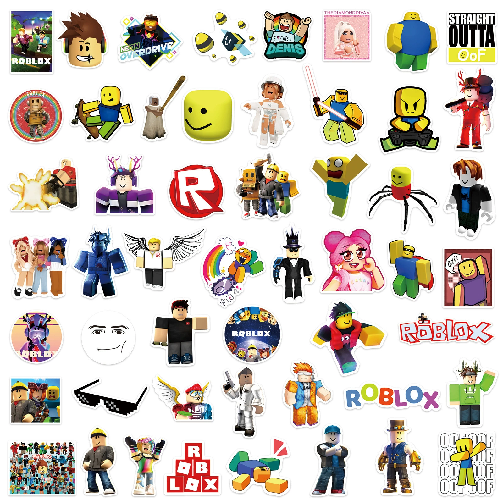 50 ROBLOX Roble Skin Game Graffiti Sticker Skidine Helmet Cup Waterproof Waterproof Paste Different Paste