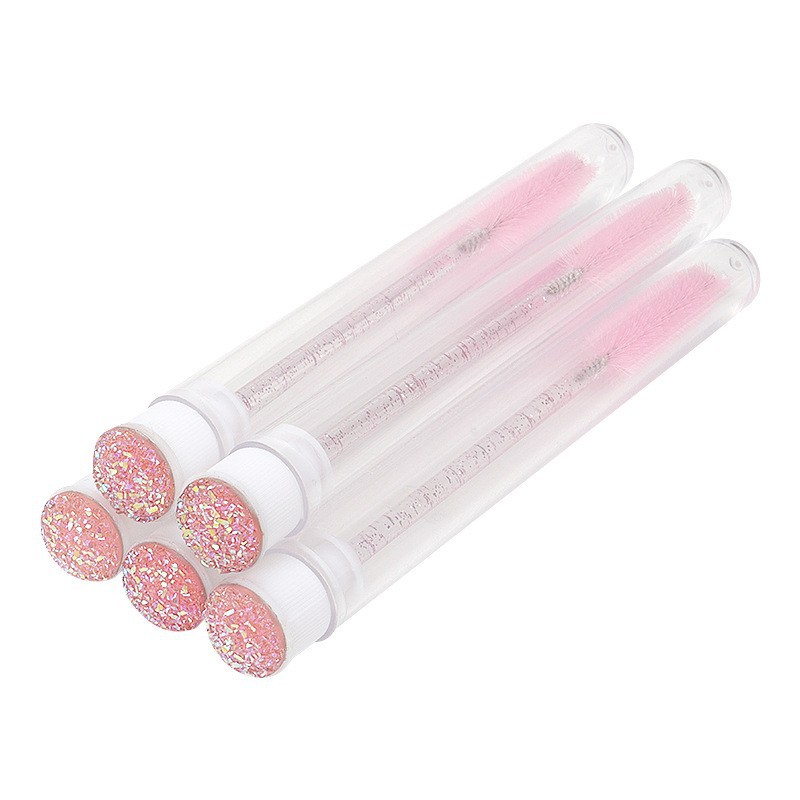Cepillo para pestañas con tubo perforado, cepillo para pestañas desechable con varilla de cristal, peine para cejas, cepillo para pestañas portátil para maquillaje
