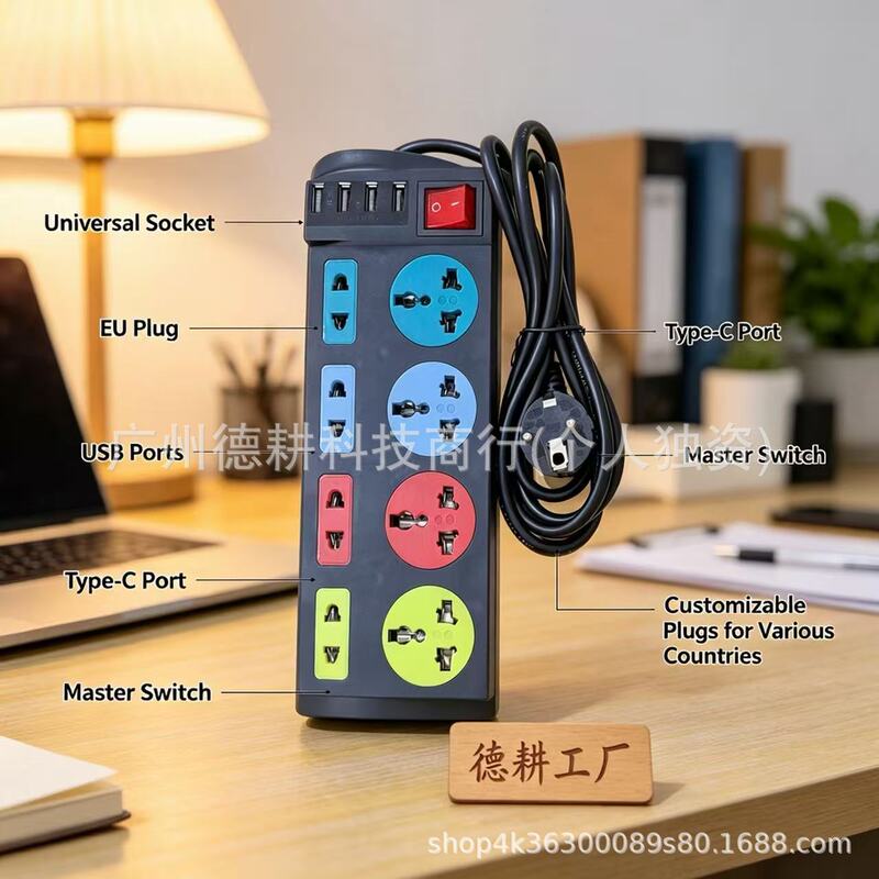 Indian and South African power strip European-style socket USB universal port export power strip Laos 2m power strip cross-border wholesale