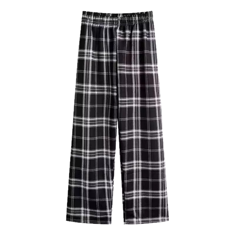 [Agregue fertilizante y aumente] Pantalones a cuadros de terciopelo de cordero grueso en invierno, pantalones casuales cálidos de cintura alta para mujer