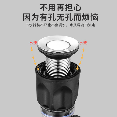 Stainless steel flip-up sink drain pipe odor prevention bathroom washbasin drainage soft hose sink drain unit