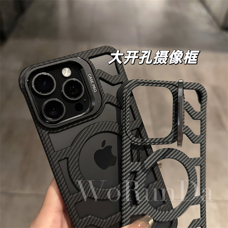 アップル16透かし彫り磁気吸引放熱無枠iPhone15レンズスタンド超薄型ベアメタル感携帯ケース|undefined