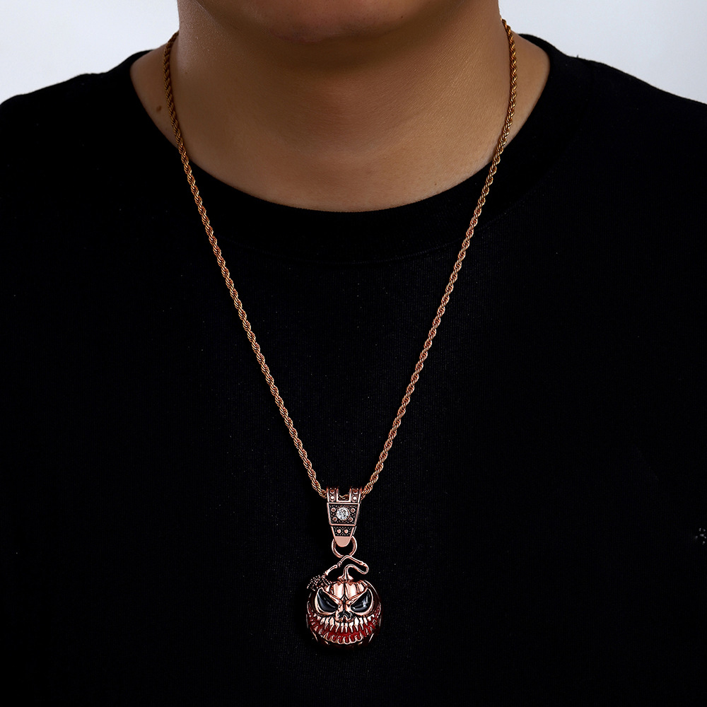 Europa y los Estados Unidos transfronterizos calabaza calavera aleación colgante de goteo personalidad exagerada collar de hombre fábrica al por mayor