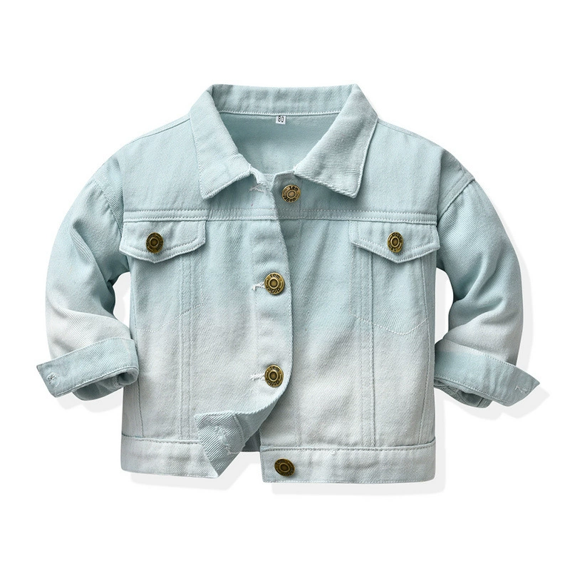 Autumn multicoloured long-sleeve, short denim jacket, children's clothing, Korean style, for teenagers, gradient