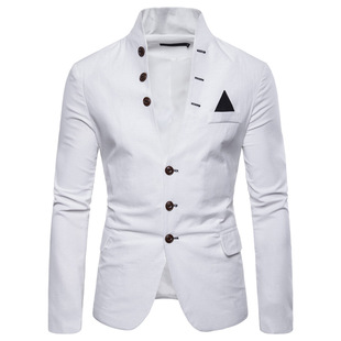 Cross-border European code foreign trade spring new men's fashion multi-button decorative suit men's personality Leisure stand collar suit