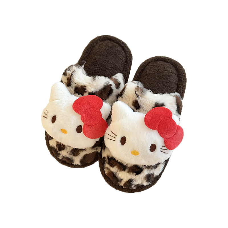 2025 nuevo otoño y invierno zapatillas de algodón lindo gato cómodo leopardo nicho de diseño zapatillas de pelo casero zapatillas de cabeza