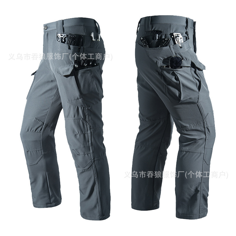 Men's Winter Softshell Pants with Fleece Lining, Waterproof Sharkskin Ix7 Tactical Pants with Multiple Pockets for Training Men's Winter Softshell Pants with Fleece Lining, Waterproof Sharkskin Ix7 Tactical Pants with Multiple Pockets for Training