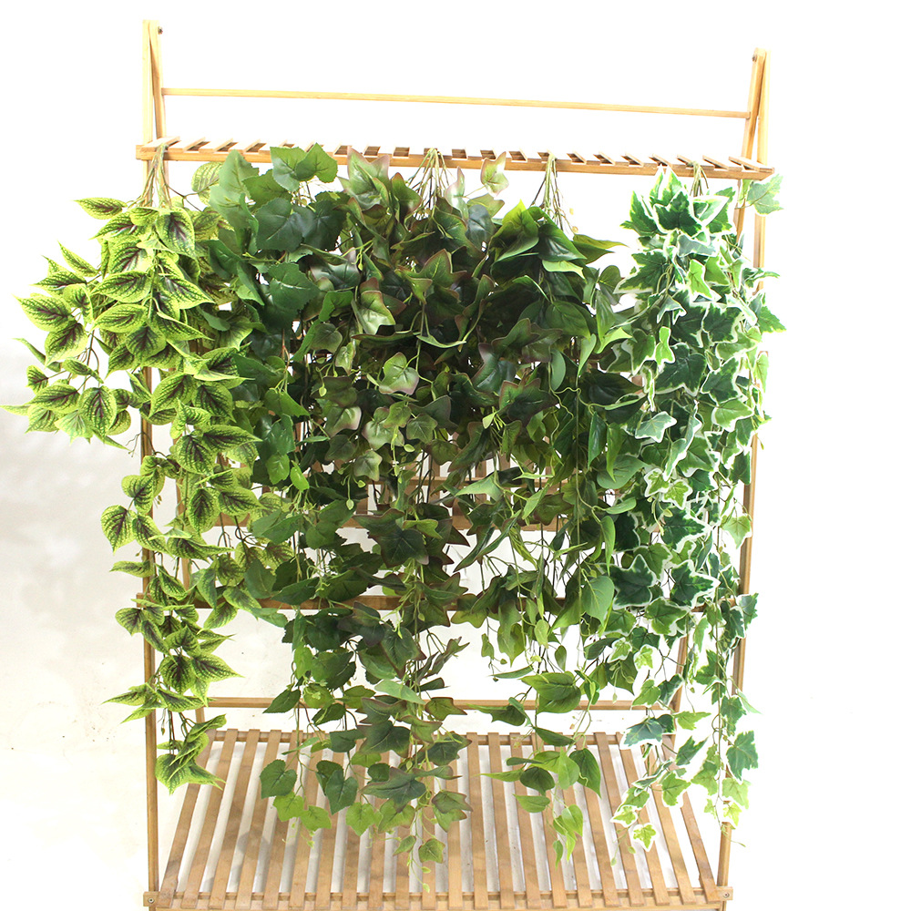 Plantas verdes retardantes de fuego, hojas, enredaderas, hiedra, flores de plástico, enredaderas, hojas de uva, simulación, decoración de techo de plantas de ratán
