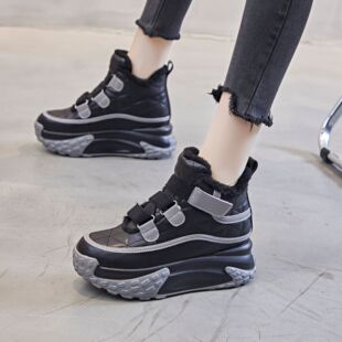 Snow Boots Women's 2023 New Winter Warm Thick Cotton Shoes All-match fleece-lined Ankle Boots Thick Sole Height Increasing Women's Shoes