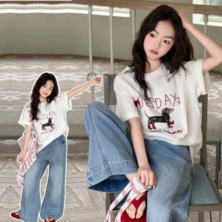 夏季女童短袖T恤新款中大童装儿童女孩卡通宽松韩版潮流t百搭洋气