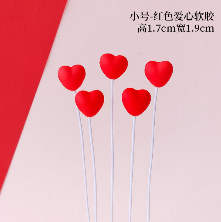Cake topper heart picks, assorted red/rose and mixed sets, multiple pack sizes (70–100 pcs)