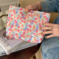 33261 ins fresh floral cotton literary cosmetic bag women's clutch portable storage bag sundries lipstick