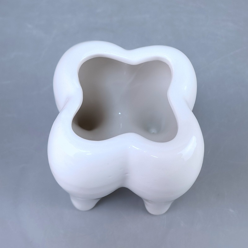 Personalidad creativa, forma de dientes divertidos, portalápices de cerámica, forma de dientes blancos, copa de cepillo de dientes, portalápices, adornos de almacenamiento