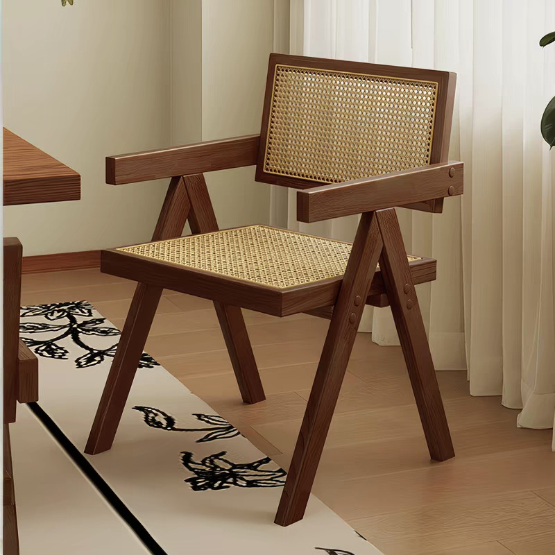 Sillas de comedor de madera maciza sillas de mesa de comedor de estilo medieval sillas de caña sillas de respaldo sillas de ocio