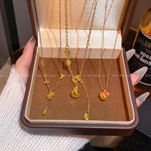 金色福字葫芦吊坠项链女轻奢气质高级感锁骨链气质时尚百搭配饰品