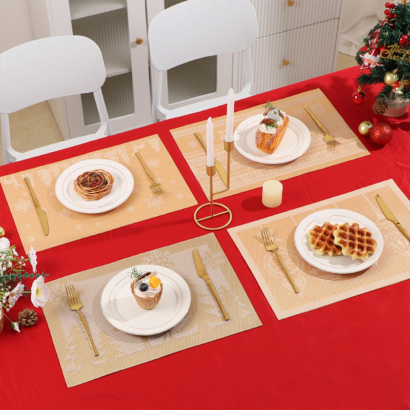Elementos de almohadilla de Navidad rectangular simple almohadilla de comedor occidental aislante de tazas almohadilla de decoración de platos de comedor caseros de Navidad limitada