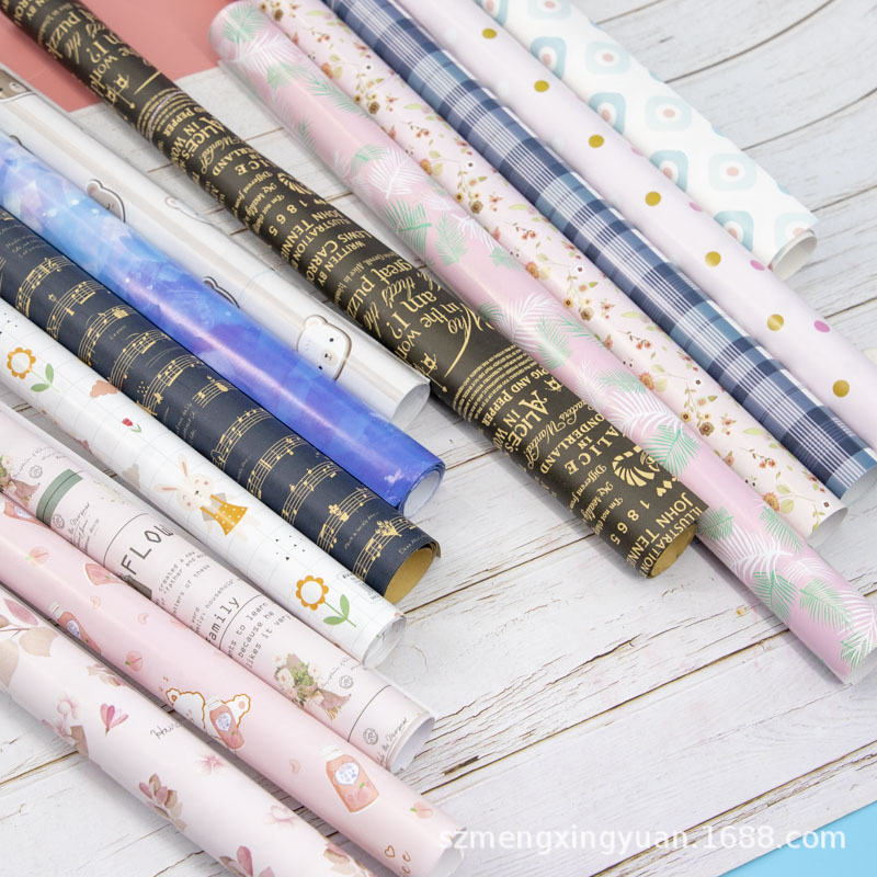 Papel de regalo para productos terminados, en rollo individual, para cajas de regalo de cumpleaños, papel de regalo infantil con dibujos animados para días festivos, papel decorativo