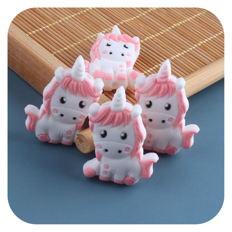 Nuevo bebé suministros unicornio de dibujos animados cuentas silicona creativo DIY chupete cadena pulsera juguete mordedor Accesorios