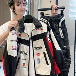 童装男童机车服2026新款春秋男宝赛车服上衣立领拉链外套运动风衣