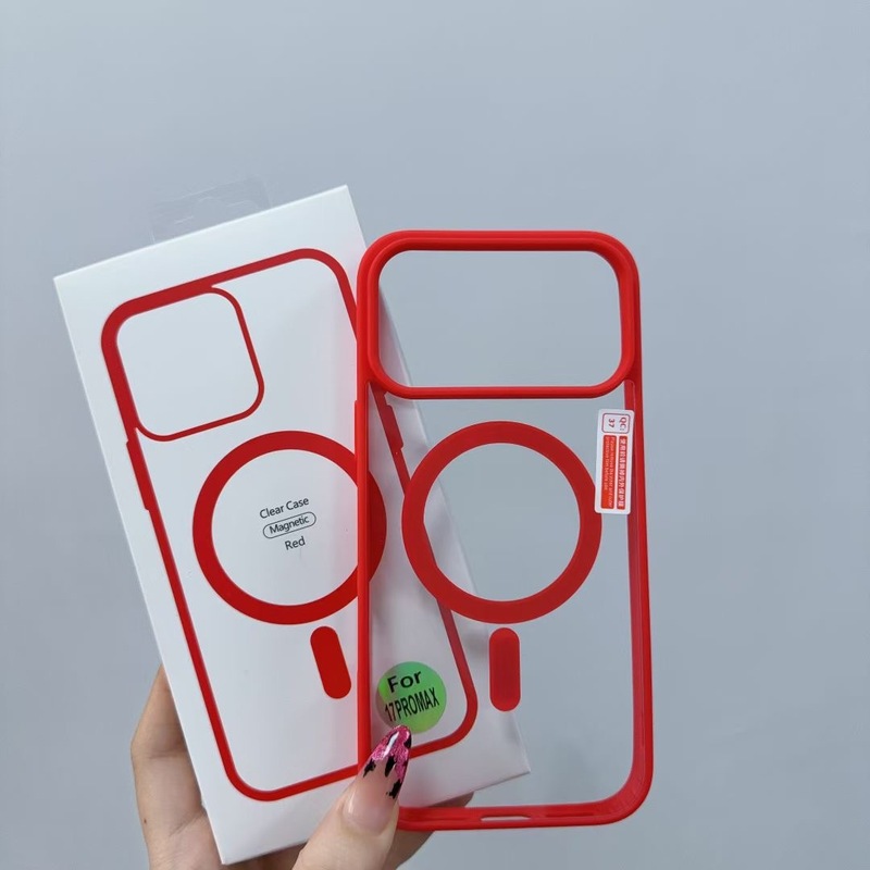 Apple 17air/promaxに適した新しいカラフルなつや消しアクリル磁気落下防止携帯電話保護ケース|undefined
