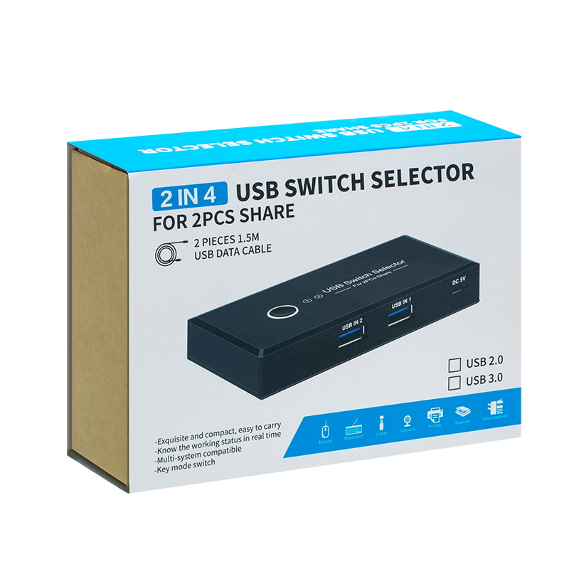 爆款 USB切换器2进4出HUB转换器KVM集线器USB共享器 4合1口分线集