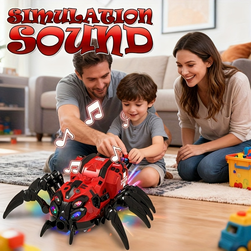 Wal-Mart venta caliente rojo azul sonido y luz mecánica araña juguetes para niños transfronterizos juguetes de araña de simulación eléctrica al por mayor