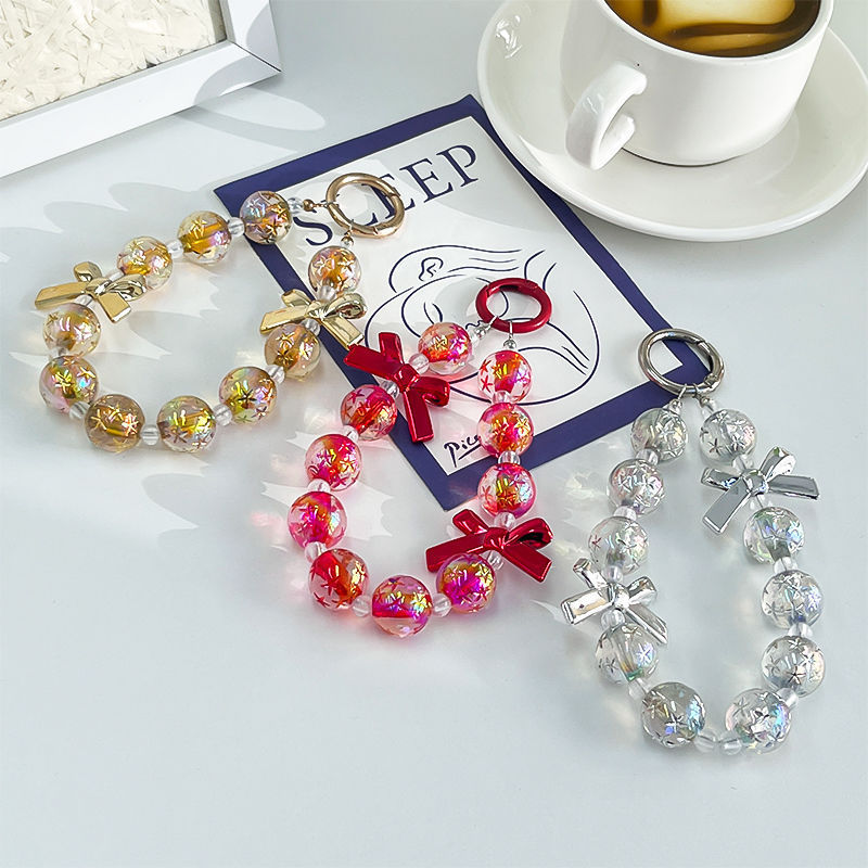 New Year Beaded Wrist Chain Mobile Phone Lanyard Electroplated Bracelet Women's Ins Advanced Sense Wrist Hanging Chain Trendy