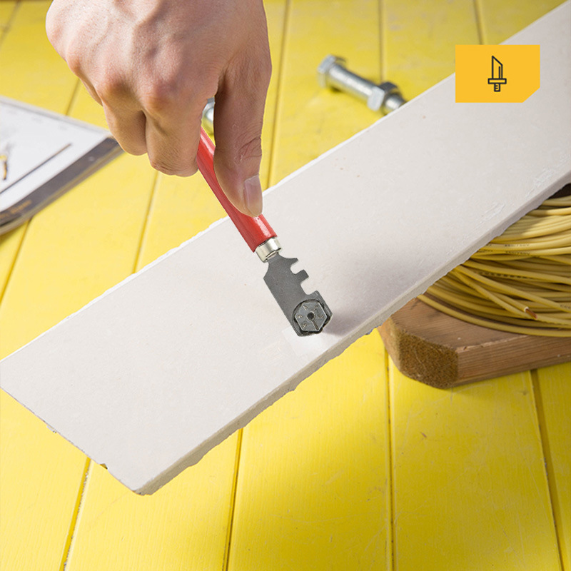 手握式木柄划刀滚轮瓷砖切割刀  硬质合金扁柄六轮玻璃刀
