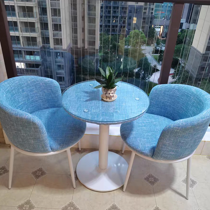 Balcony Tea Table and Chair Combination Simple Leisure Home Chair Back Chair Small Coffee Table Bedroom Guest Room Table and Chair Three-Piece Set