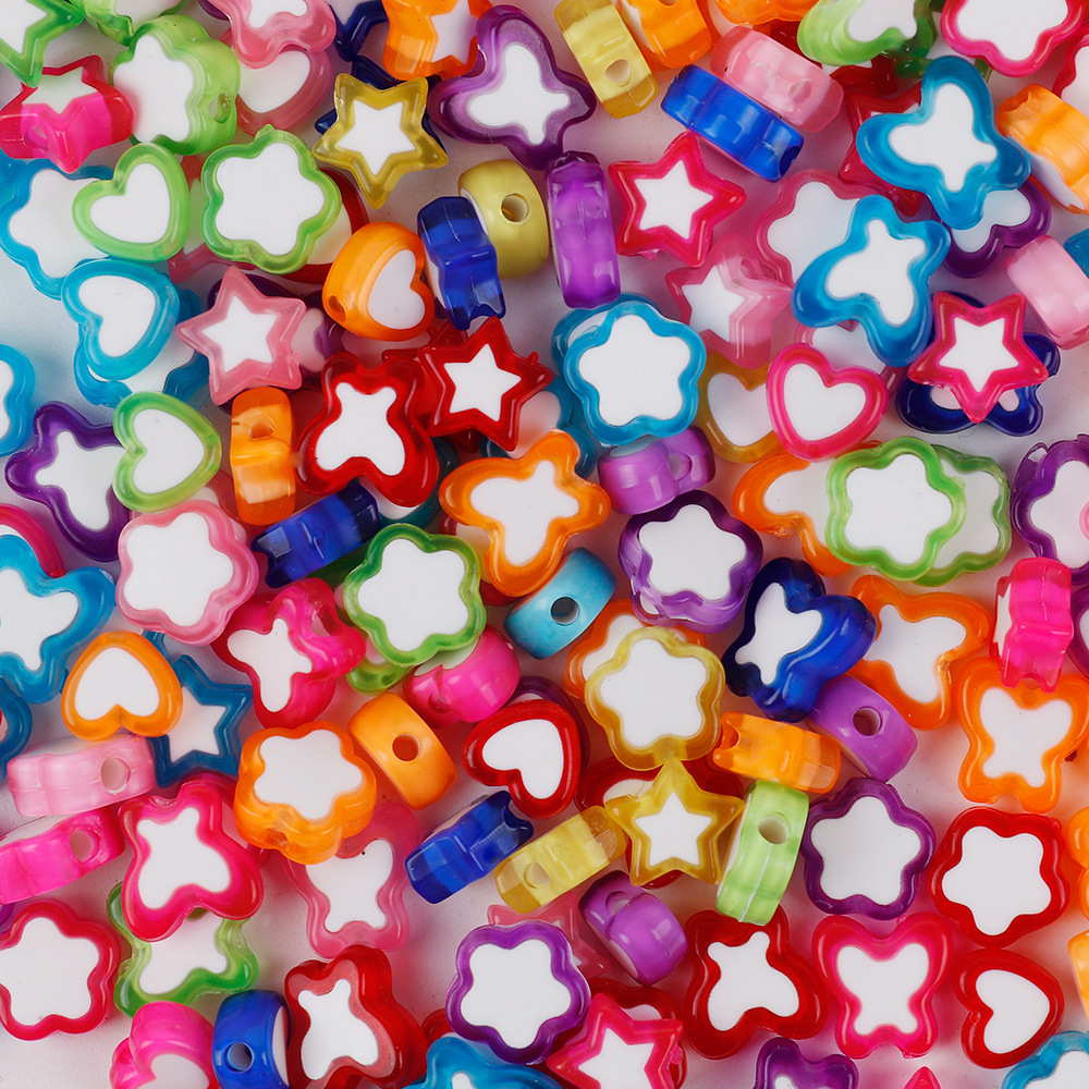 五角星蝴蝶散珠亚克力双色异形珠diy手工手机链项链饰品材料散珠