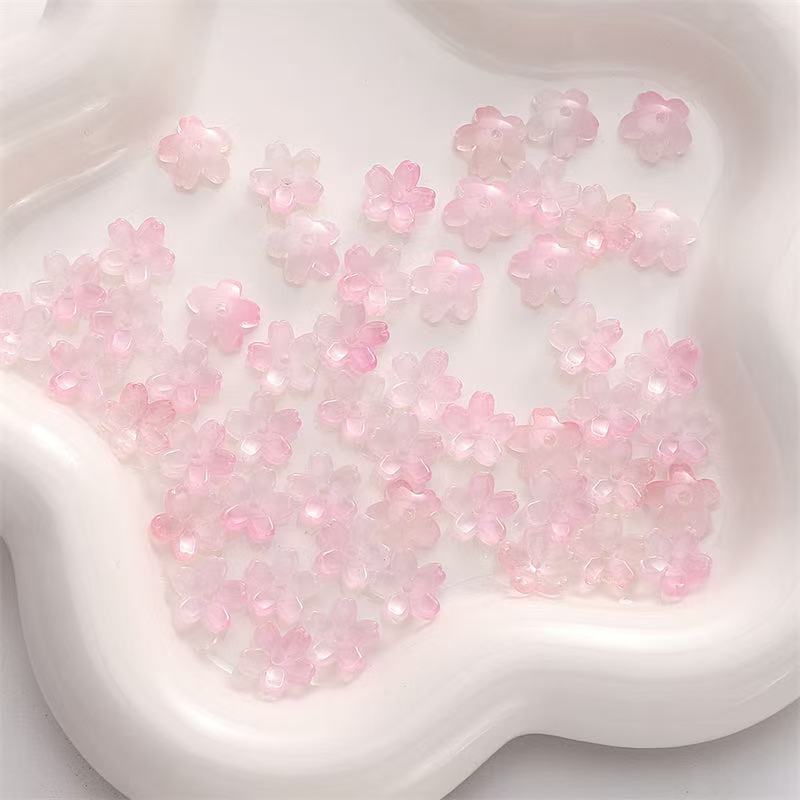 10/15mmチェコ瑠璃桜小花古風携帯ケース子供ヘアクリップDIYかんざし娘汉服アクセサリーアクセサリーアクセサリー
