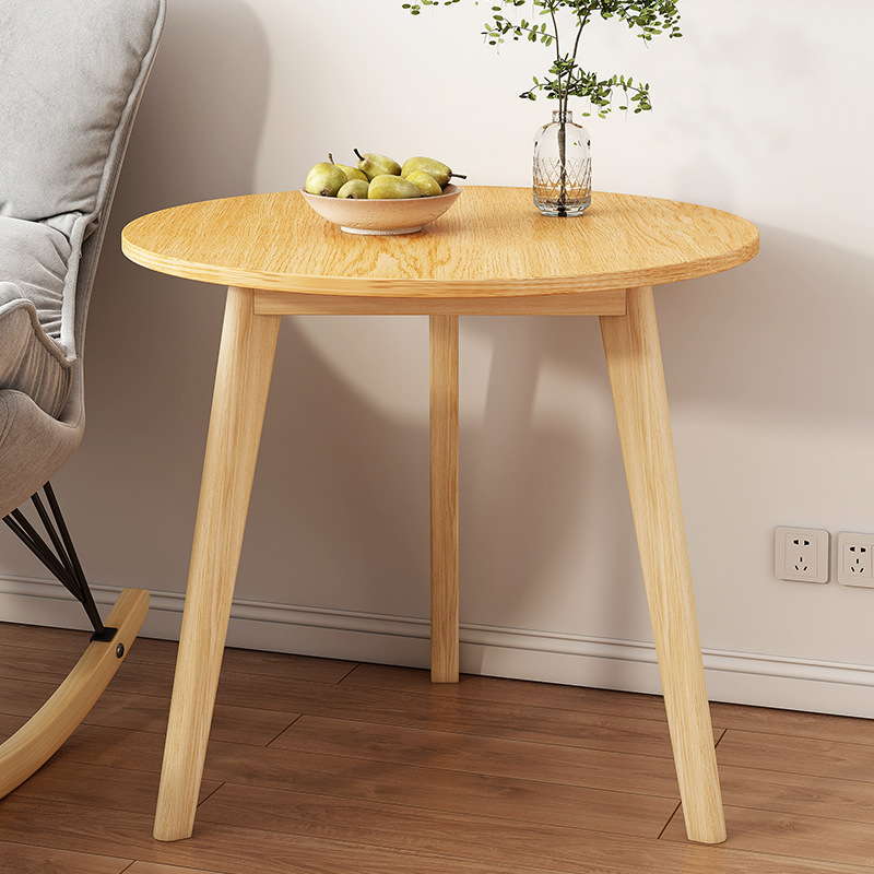 Coffee Table Small Round Table Household Living Room Sofa Side Table Small Apartment Nordic Solid Wood Leg Simple Table Bedside Table for Bedroom