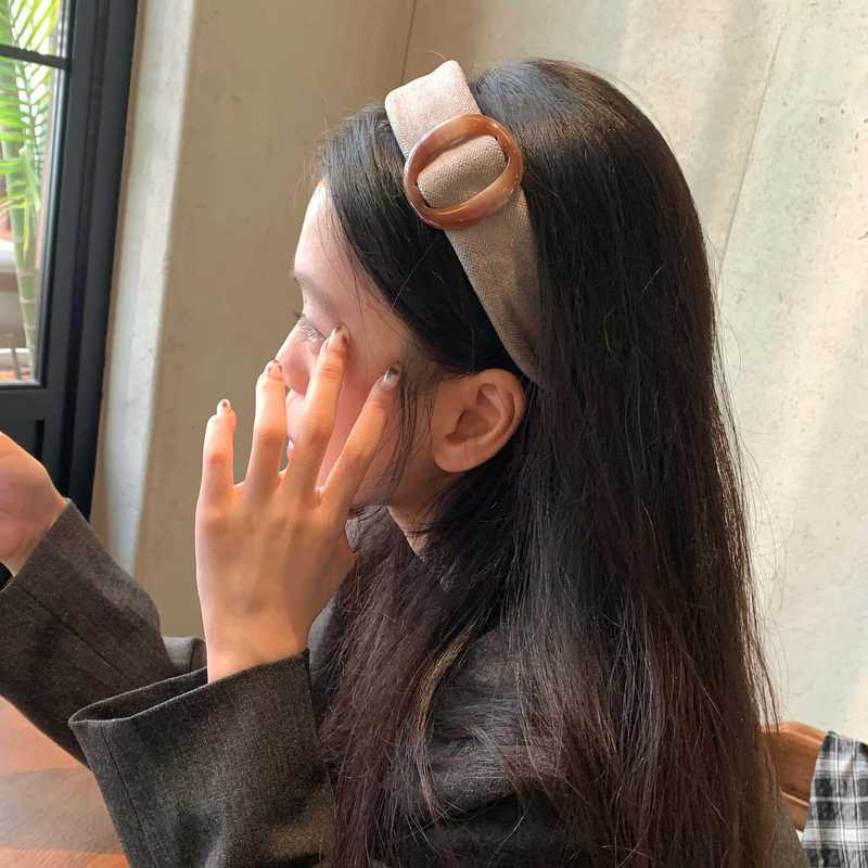 高分智感！美拉德玳瑁色圆环宽边发箍时尚复古高颅顶头箍外戴发饰|undefined