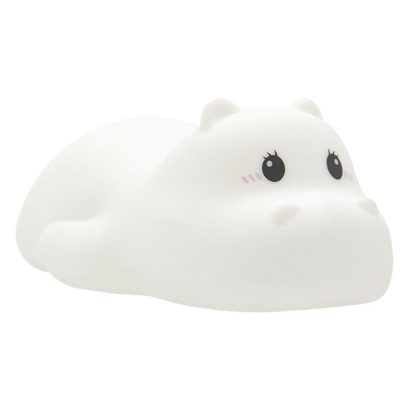 Transfronteriza nueva raqueta de hipopótamo Luz de silicona LED dormitorio luz de noche USB tiempo de carga luz del sueño Luz de La Noche