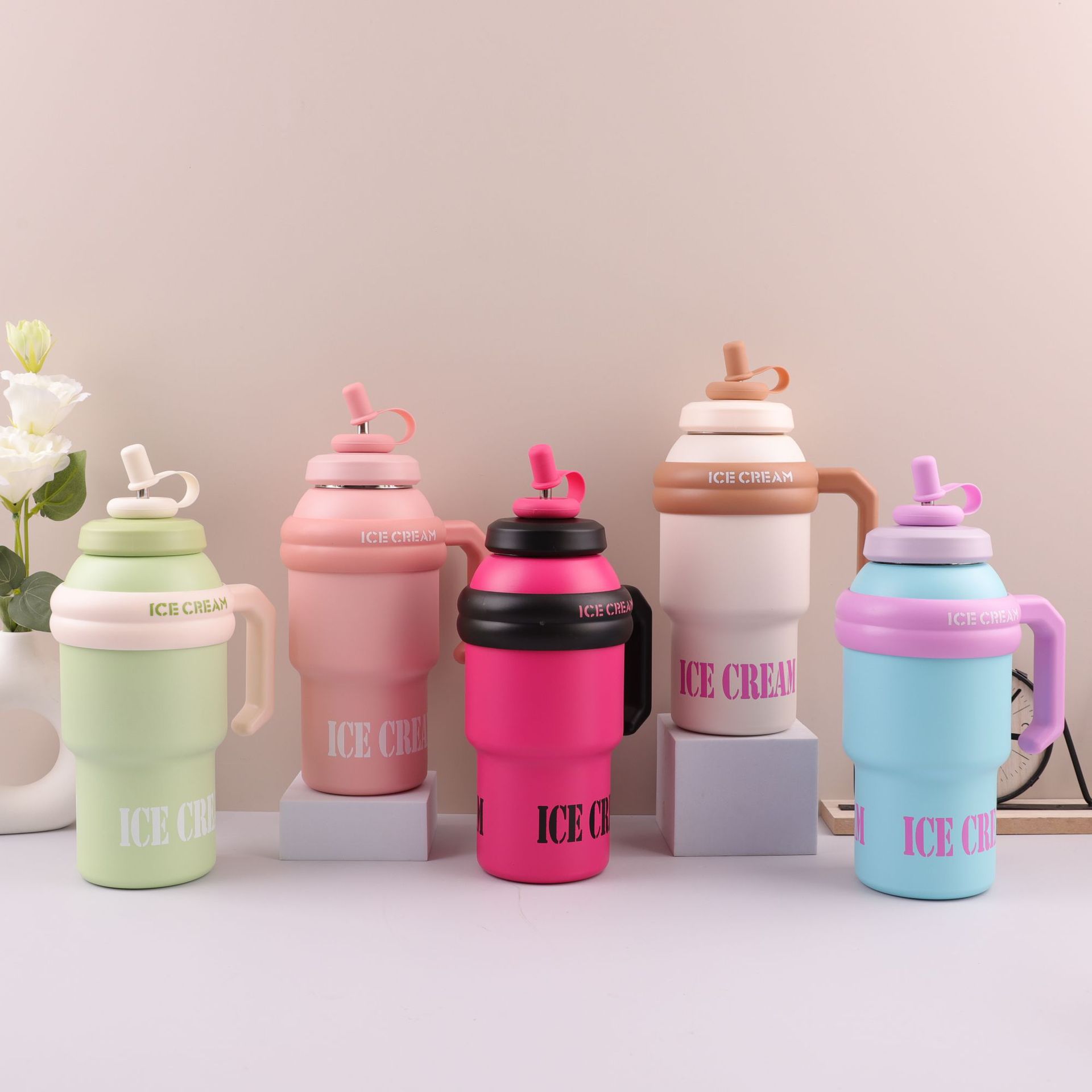 Nuevo Big Mac 316 taza de automóvil de acero inoxidable taza de mango de vacío de doble capa taza de gran capacidad con taza de aislamiento de paja