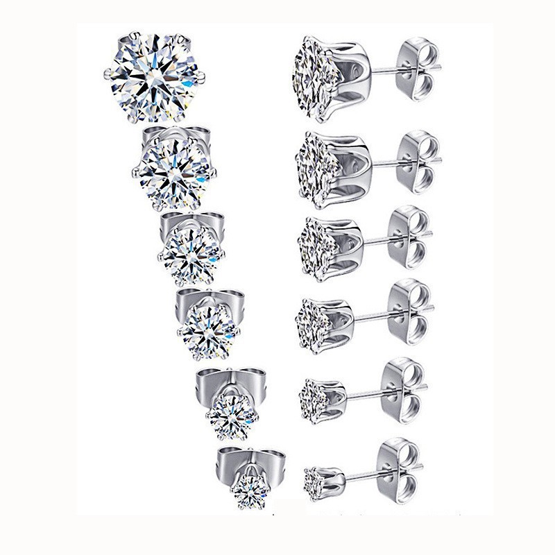 Fashion Geometric Stainless Steel Plating Zircon Ear Studs 1 Pair display picture 1