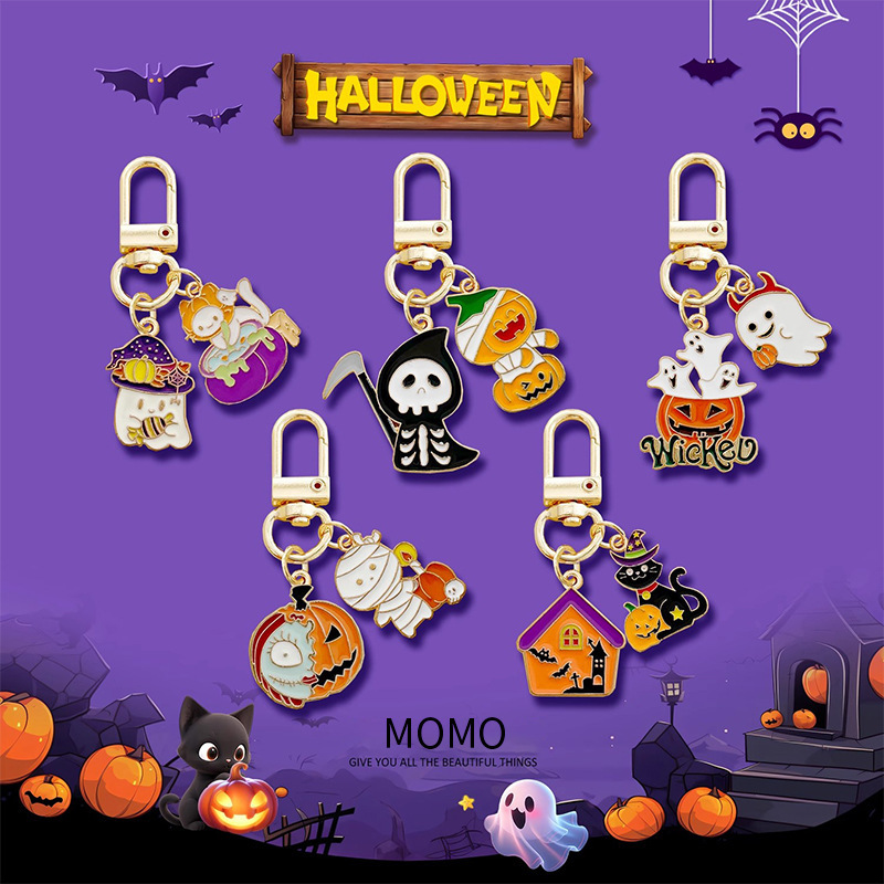 Cross-Border Halloween Quirky and Cute Cartoon Pumpkin Ghost Series Keychain Couple Bag Pendant Accessories Cross-Border Halloween Quirky and Cute Cartoon Pumpkin Ghost Series Keychain Couple Bag Pendant Accessories