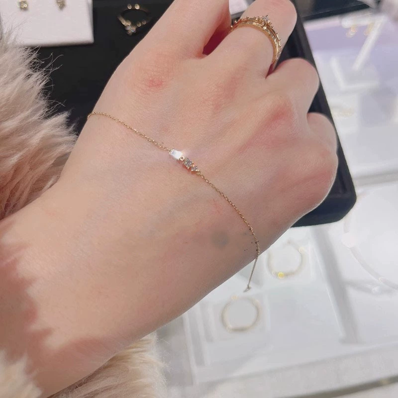 Браслет, основание из серебра S925, золочение (champagne или 14K светлое золото), регулирующаяся длина 17,5 см