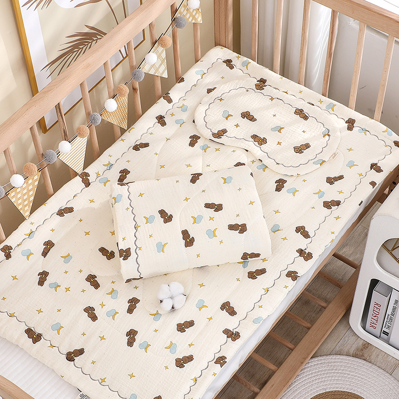 Wholesale Kindergarten Gauze Quilt Nap Bedding Three-Piece Set Baby Mattress Cloud Pillow Children's Quilt Mattress