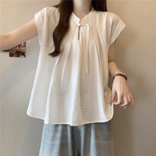 Summer white elegant shirt, Chinese style, french style