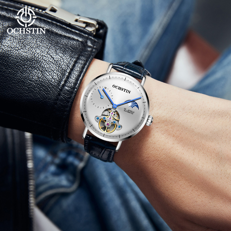 Ochstin月像透かし彫り飛輪機械時計男性時計全自動生放送クロスボーダービジネスベルト機械腕時計|undefined